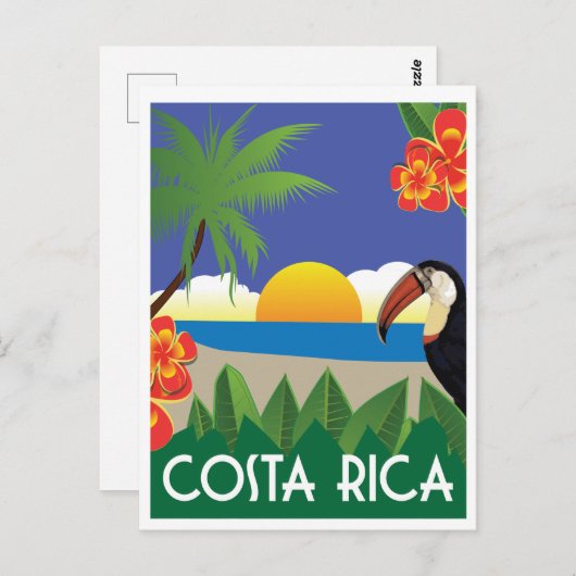 Costa Rica Vintage Reiseart Postkarte (Vorne/Hinten)