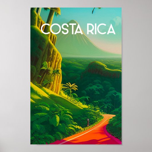 Costa rica Vintage Reiseplakat Tropischer Vulkan Poster (Vorne)
