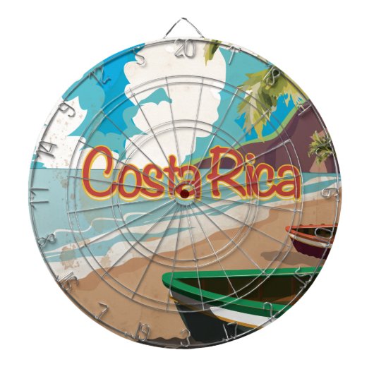 Costa Rica Vintage Travel Poster Dartscheibe (vorne)