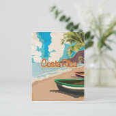 Costa Rica Vintage Travel Poster Postkarte (Stehend Vorderseite)
