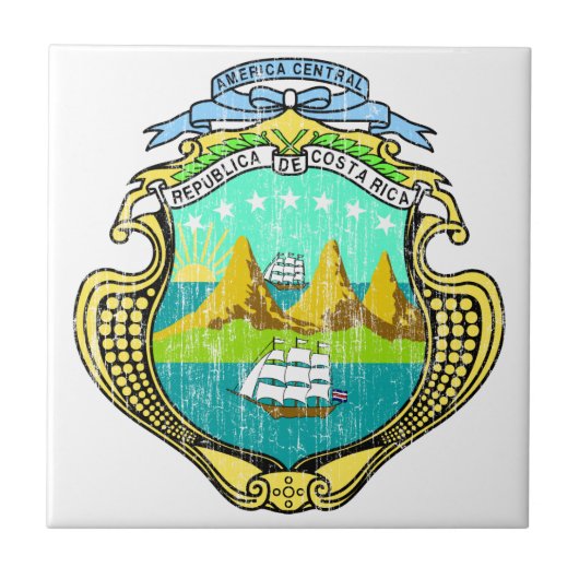 Costa Rica-Wappen Fliese (Vorderseite)