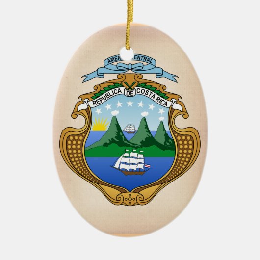 Costa Rica-Wappen Keramik Ornament (Vorne)