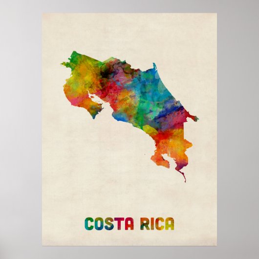 Costa Rica Wasserfarbkarte Poster (Vorne)
