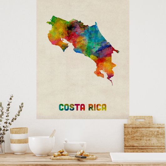 Costa Rica Wasserfarbkarte Poster (Küche)