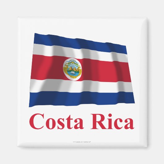 Costa Rica Wave Flag mit Namen Magnet (Vorne)