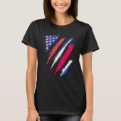 Costa Rican American Patriot Grown Heart Flag Stri T-Shirt (Vorderseite)