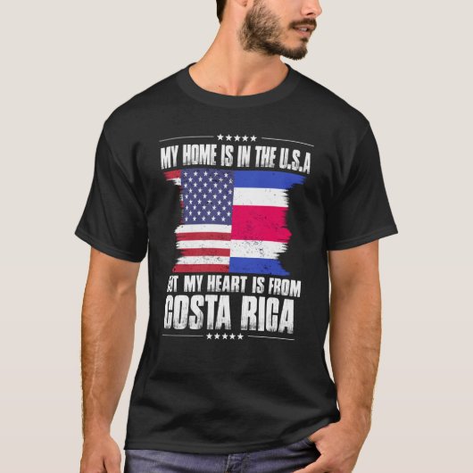 Costa Rican American Patriot Grown Proud Home Hear T-Shirt (Vorderseite)