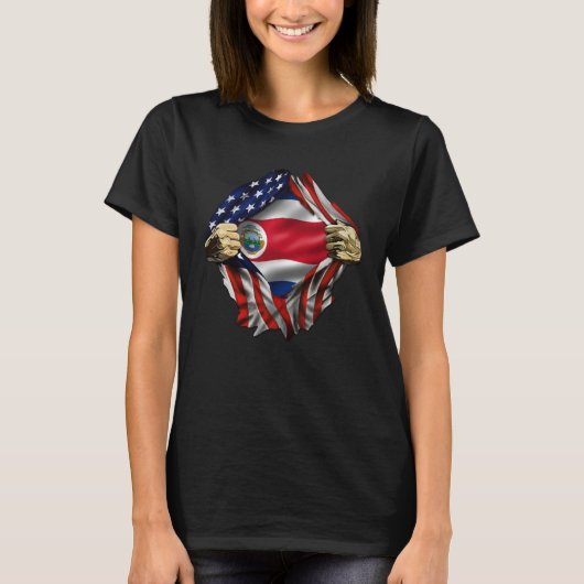 Costa Rican Blood Inside Me Costa Rica Flag T-Shirt (Vorderseite)