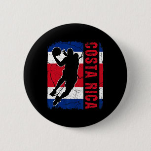 Costa Rican Bysketbyll Player Costa Rica Flag Bysk Button