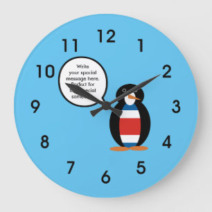 Costa Rican Civil Ensign Flag Talking Mr Penguin Große Wanduhr