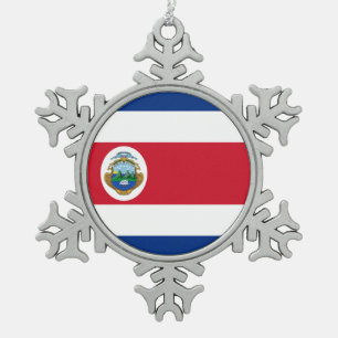 Costa Rican Flagge Schneeflocken Zinn-Ornament