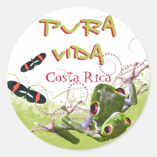 Costa Rican Pura Vida Tree Stickers (Vorderseite)