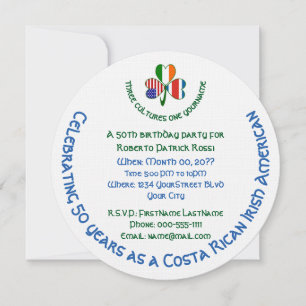 Costa Ricanisch Irisch USA Shamrock Geburtstag Einladung