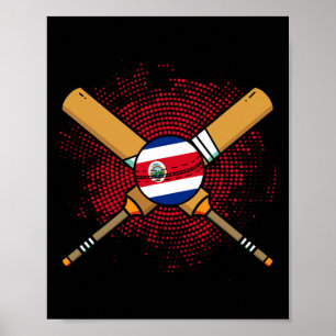 Costa-ricanischer Cricket-Schläger und Ll-Flagge v Poster