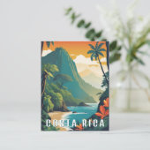 Costa Rice Retro Mountain Beach Travel Souvenir Postkarte (Stehend Vorderseite)