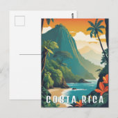 Costa Rice Retro Mountain Beach Travel Souvenir Postkarte (Vorne/Hinten)