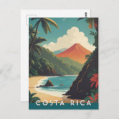 Costa Rice Retro Reisen Volcano Beach Souvenir Postkarte (Vorne/Hinten)