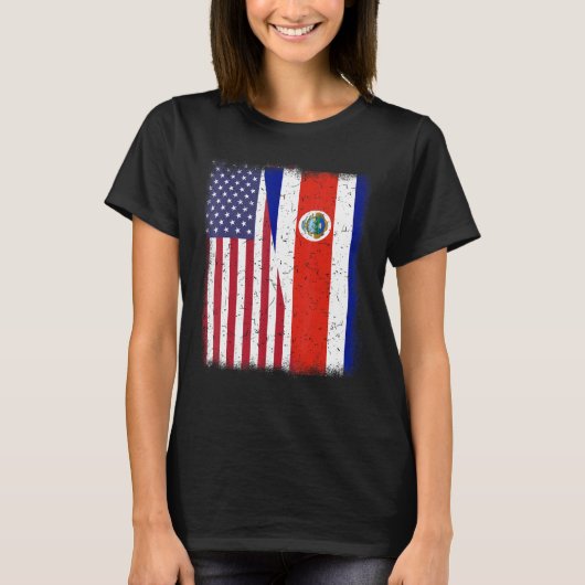 Costa Rico Amerikanische Flagge Männer Frauen Amer T-Shirt (Vorderseite)