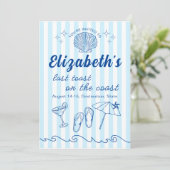 Costal Beach Bachelorette Zielort Party Einladung (Stehend Vorderseite)