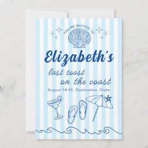 Costal Beach Bachelorette Zielort Party Einladung