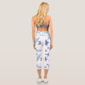 Costal blue seashells pattern capri leggings (Rückseite)