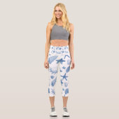 Costal blue seashells pattern capri leggings (Vorderseite)