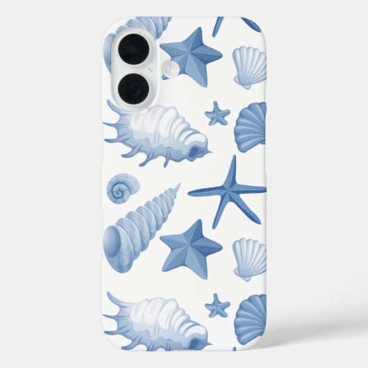 Costal blue seashells pattern Case-Mate iPhone hülle (Rückseite)