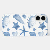Costal blue seashells pattern Case-Mate iPhone hülle (Rückseite (Horizontal))