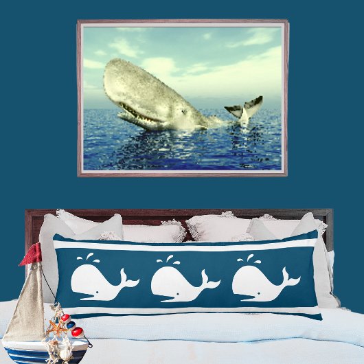 Costal Nautical Ocean BLUE White WHALE Seitenschläferkissen