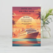 Costal Seascape Beach Cruise Palm Wedding Einladung (Stehend Vorderseite)
