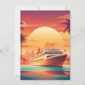 Costal Seascape Beach Cruise Palm Wedding Einladung (Rückseite)