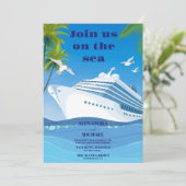 Costal Seascape Beach Kreuzfahrt Hochzeit Einladung (Stehend Vorderseite)