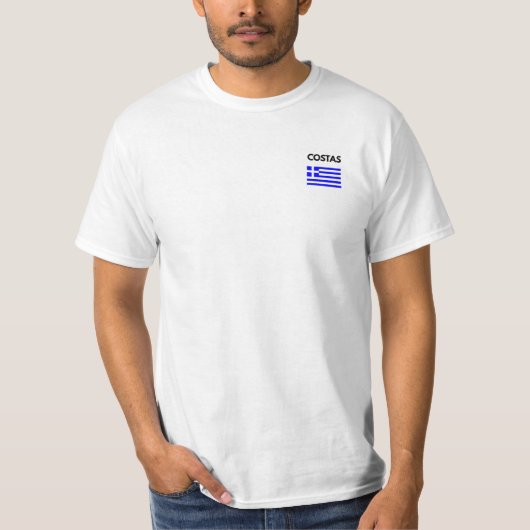 Costas griechischer Name mit griechischer Flagge T-Shirt (Vorderseite)