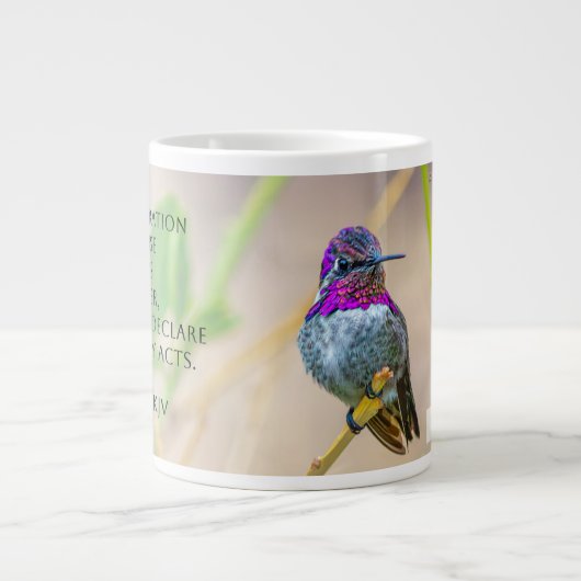 Costa's Hummingbird Psalm 145:4 KJV Jumbo-Tasse (Vorderseite)