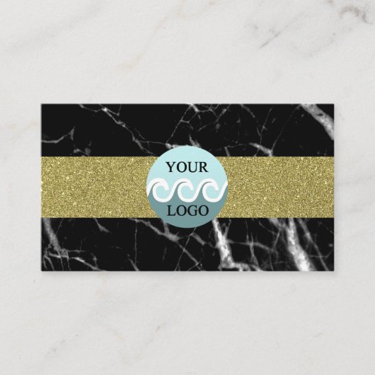 Costum Logo schwarz Marmor Gold Visitenkarte (Vorderseite)