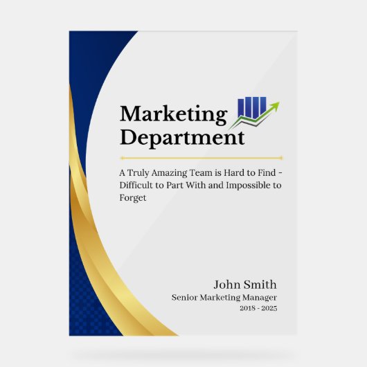 Costum-Marketing-Abteilung Akryllisches Zeichen Acrylschild (Vorderseite)