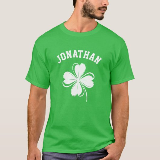 Costum Name Glück Kleeblatt St. Patrick's Day T-Shirt (Vorderseite)