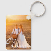 Costum Photo Couples Keychain with Names & Date Schlüsselanhänger (Rückseite)