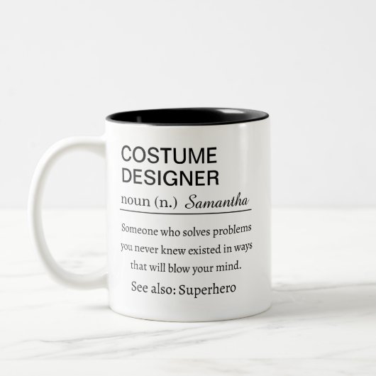 Costume Designer Personalized Definition Zweifarbige Tasse (Links)