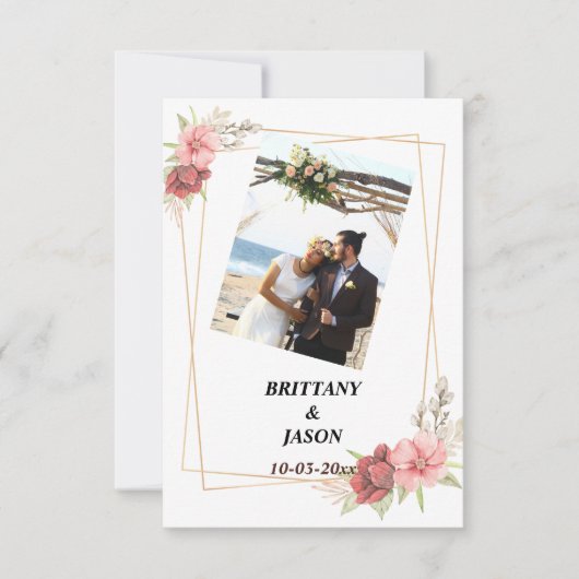 Costume Foto Gold Elegante Hochzeit Danke Karte (Vorderseite)