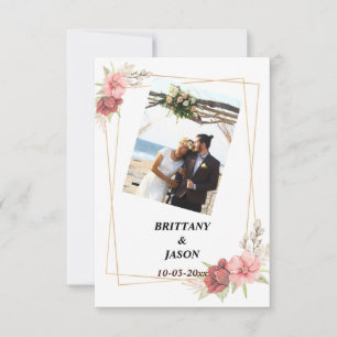 Costume Foto Gold Elegante Hochzeit Danke Karte