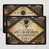 Costume Party Orange Black Spider Cocktail einlade Einladung (Vorne/Hinten)