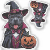 Costumed Pitbull Halloween Aufkleber (Vorderseite)
