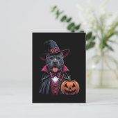 Costumed Pitbull Halloween Postkarte (Stehend Vorderseite)