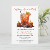 Costumes & Cocktails Halloween Party Watercolor Einladung (Stehend Vorderseite)