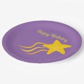 Costumize Happy Birthday Yellow Shooting Star Pappteller (Schrägansicht)