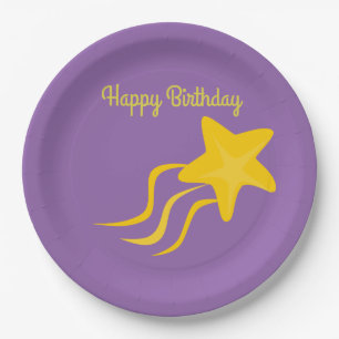 Costumize Happy Birthday Yellow Shooting Star Pappteller