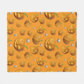 Cosy 3D Jack O'Lantern & Pumpkin Pattern Fleecedecke (Vorderseite (Horizontal))