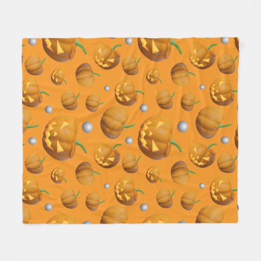 Cosy 3D Jack O'Lantern & Pumpkin Pattern Fleecedecke (Vorderseite (Horizontal))