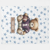 Cosy American Football Teddy Bear Blanket für Jung Fleecedecke (Vorderseite (Horizontal))